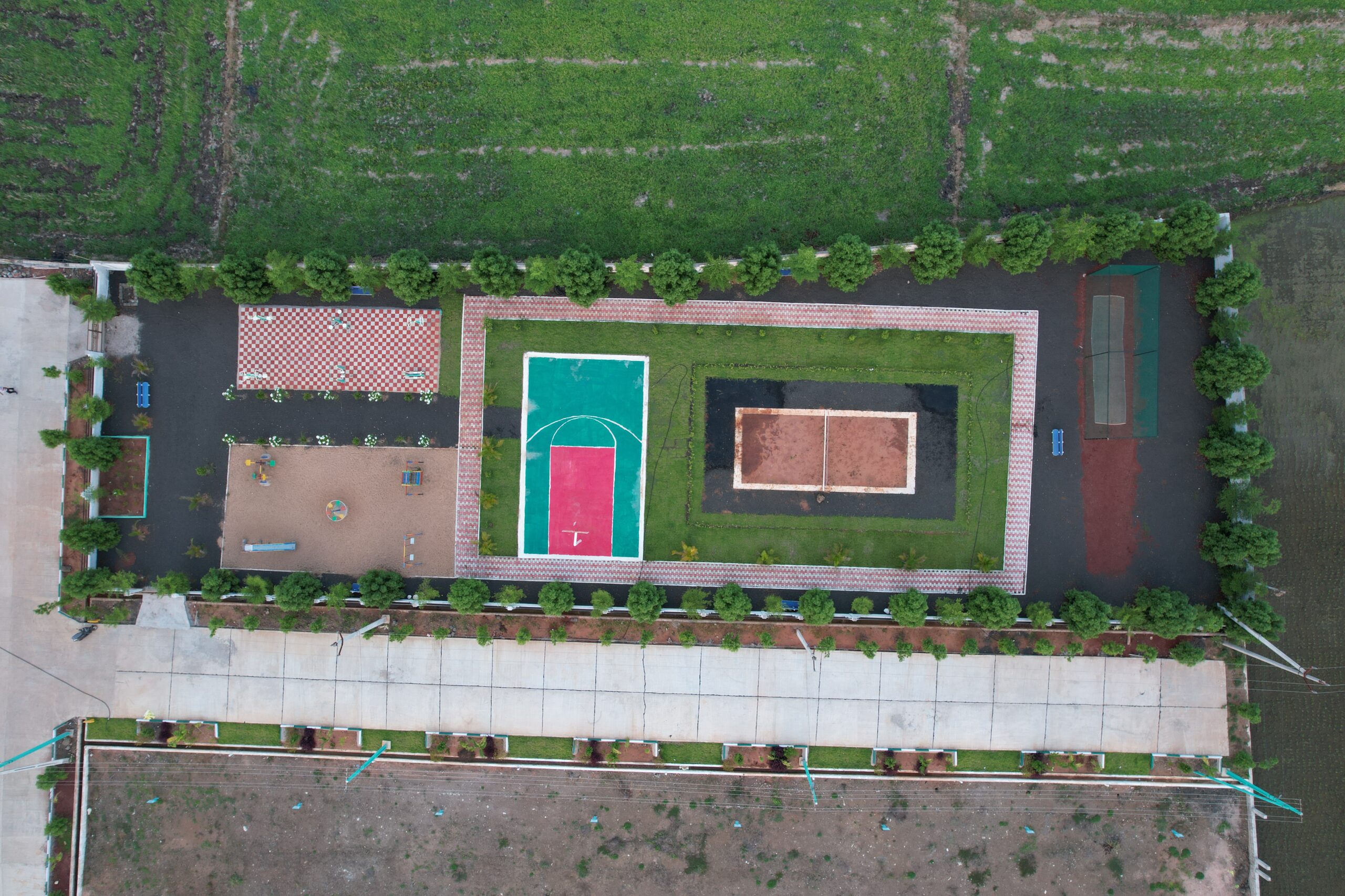 Drone view at playground