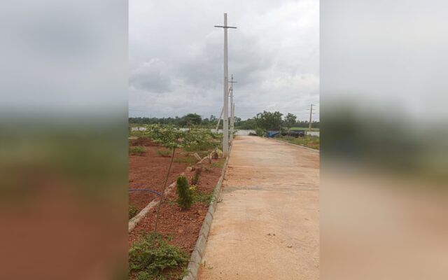 Footpath and electrical poles